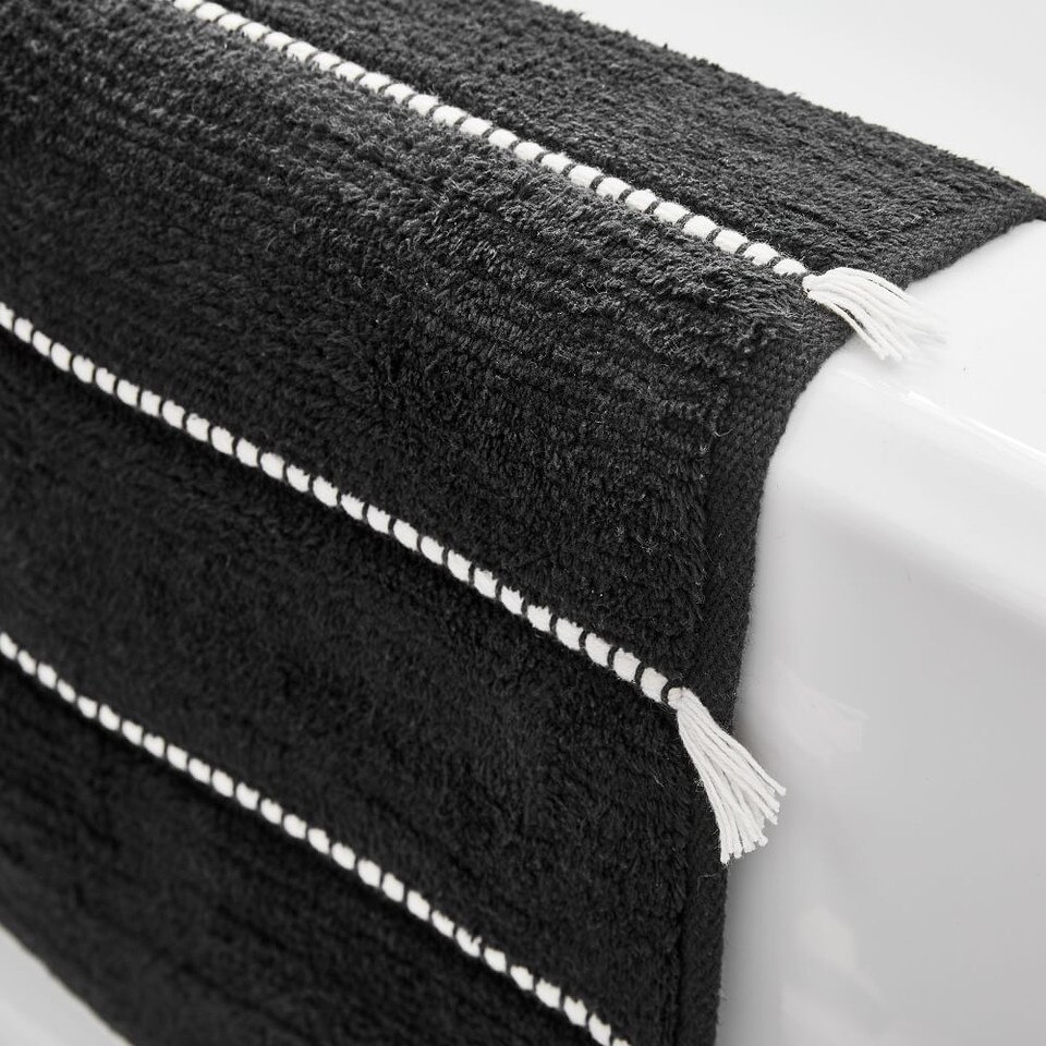 Organic Tassel Stripe Bath Mat West Elm UK